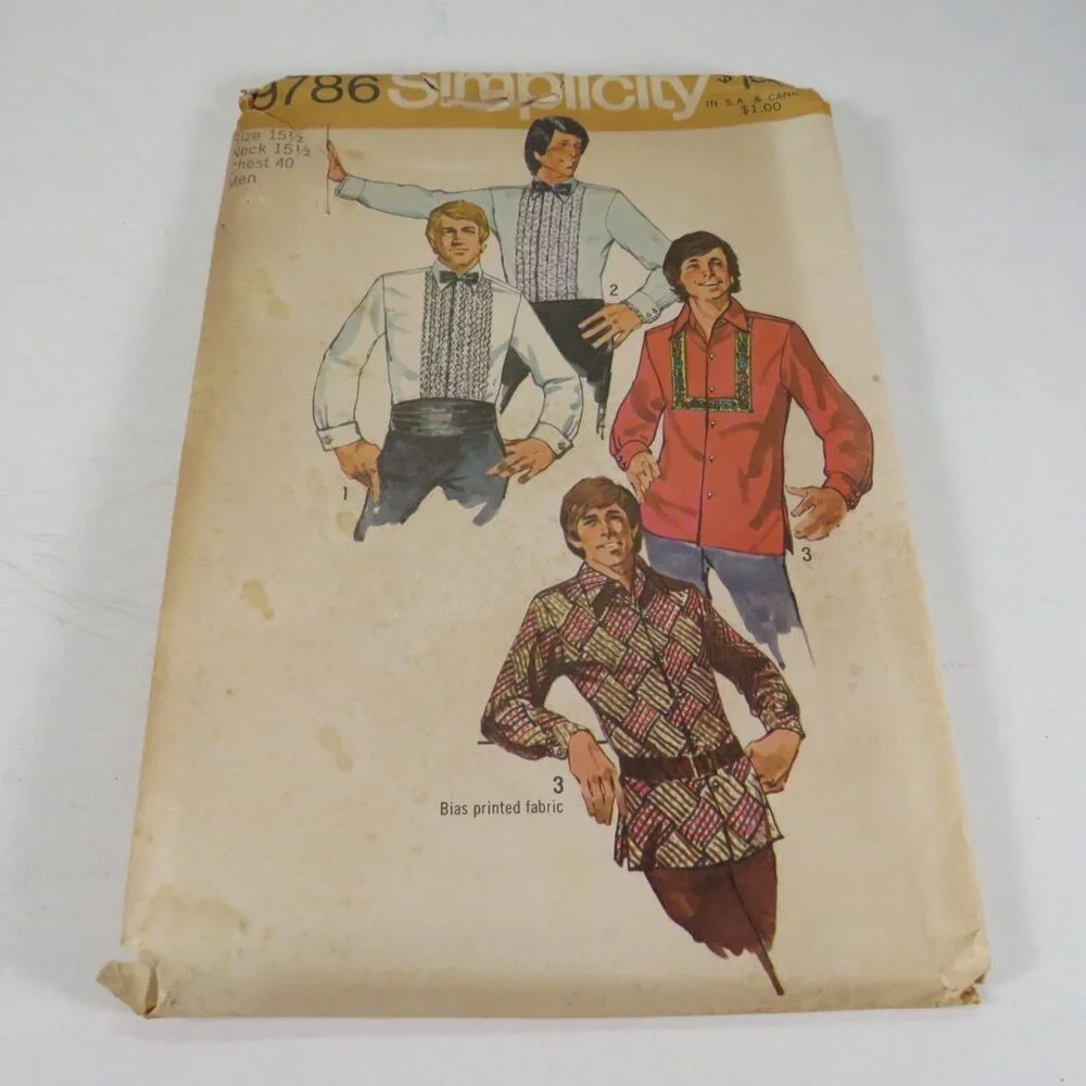 Simplicity 9786 clothing pattern Men's Shirt 15.5